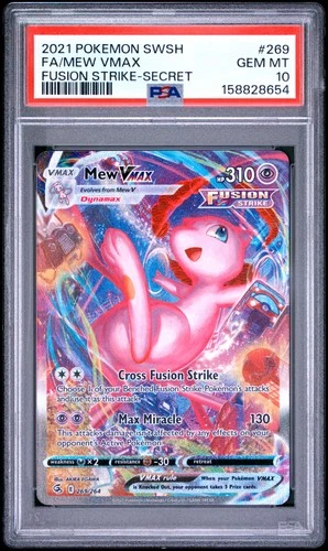 2021 POKEMON SWORD & SHIELD FUSION STRIKE SECRET #269 FULL ART/MEW VMAX PSA 10