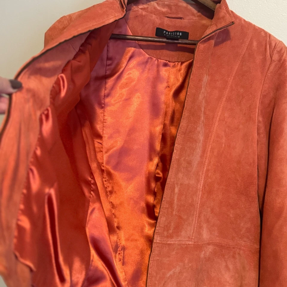 Blazer De Colección FIRMA PARISINA Gamuza Cuero Chaqueta Naranja Quemado Otoño M Para Mujer Foto 3 de 4