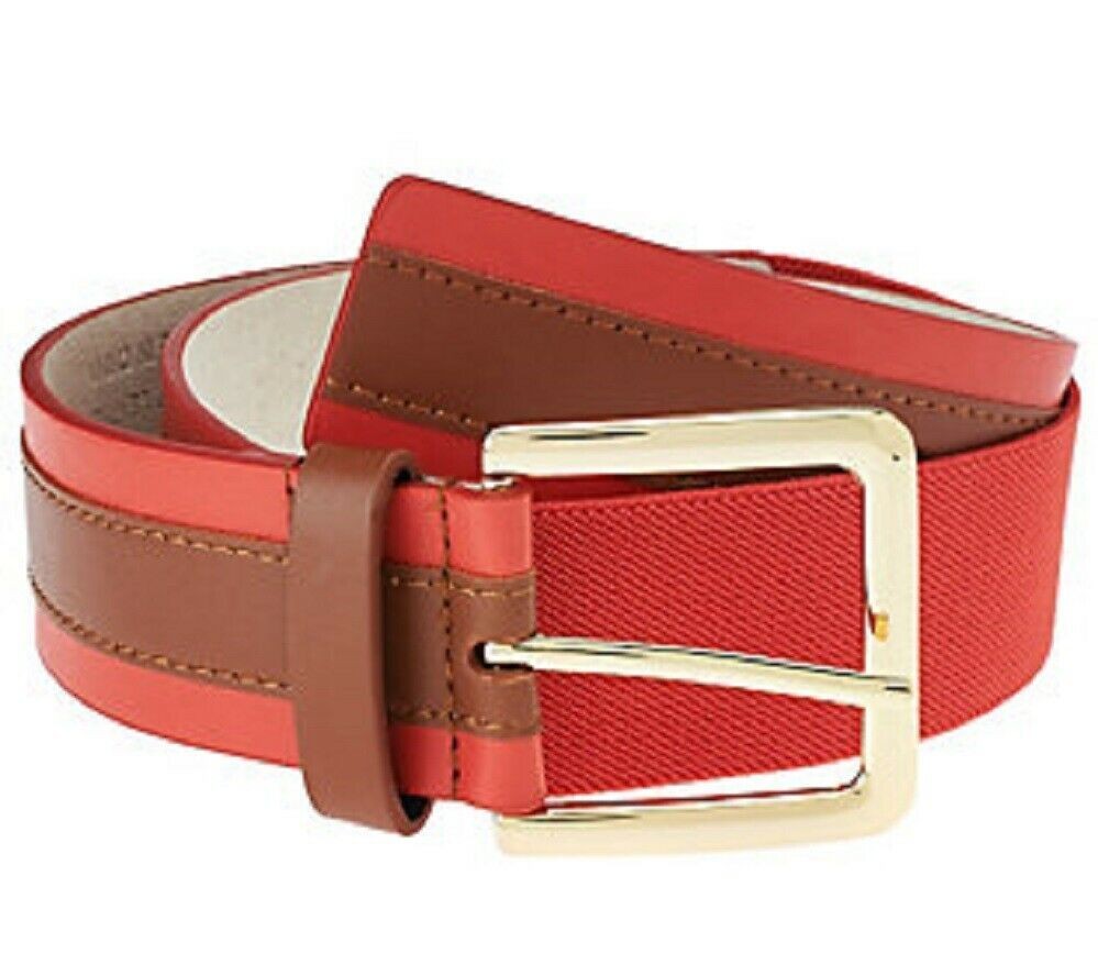 Isaac Mizrahi Live! Colorblock Leather Stretch Waist Belt  display picture 3
