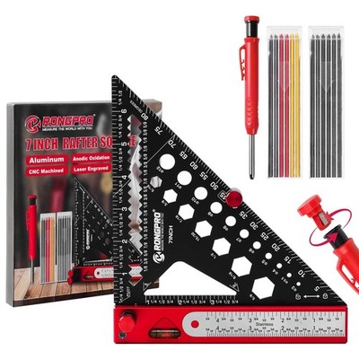 8 in 1 Rafter Square with Carpenter Pencil, Multi-Purpose Carpenter Square To...