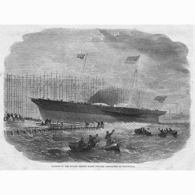 Start der Dublin Trinity Yacht Princess Alexandra - antiker Druck 1863