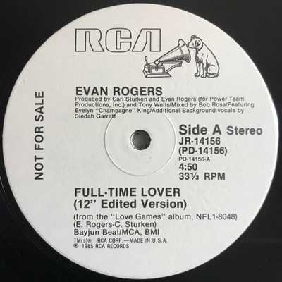 Evan Rogers, Full-Time Lover, (12'', Promo), NM or M-, 3739226716