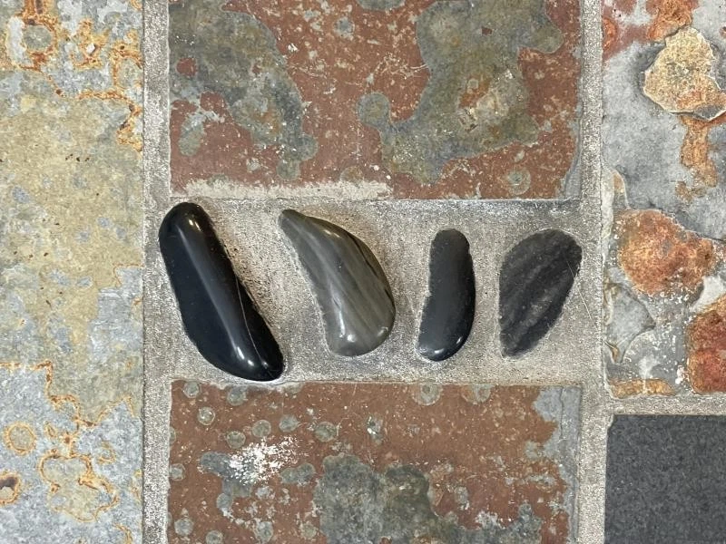 Mosaic Stone Slate Wall Mirror Decor 24 x 23.5in Square Multicolored - Image 3 of 4