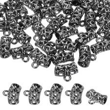 80 Pcs Spacer Bail Beads Charms Holder Bracelet Tube Bead Hanger, Black