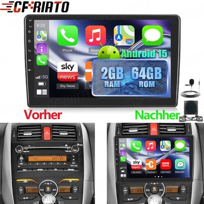 Für Toyota Auris 2006-2012 Autoradio Apple Carplay Android 15 GPS Navi BT FM Kam
