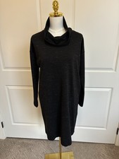 J.Jill Wearever Collection Black Space Dye Cowl Neck Dress Small Travel Knit