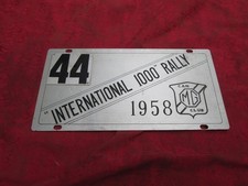 ORIGINAL 1958 "MG" CAR CLUB INTERNATIONAL 1000 RALLY #44 RALLY PLATE