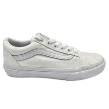 Vans Old Skool Sneakers Womens 5 Kids 3 White Glitter Shimmer Low Top Shoes
