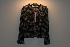 IRO Paris 2019W Tweed Jacket Size 36/S Black White Silver Cropped New
