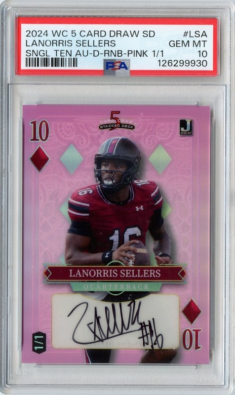 LANORRIS SELLERS 2024 WILD CARD DIAMOND PINK ROOKIE AUTO #'D 1/1 PSA 10 GEM MINT