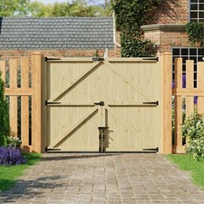 Heavy Duty Driveway Gate Wooden Double Gate Pedestrian Side Door Timber Unit
