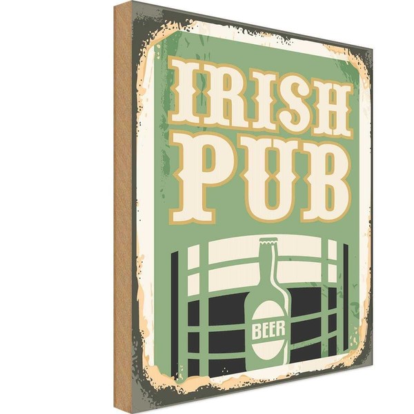 Holzschild 18X12 Cm Irish Pub Beer Bier Alkohol Essen Trinken Deko Geschenk Holz-image