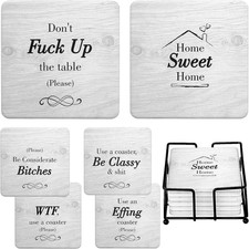 White Elephant Gifts for Adults, Secret Santa Funny Coasters with Holder Christm