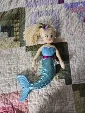 ADVENTURE PLANET MERMAID PLUSH STUFFED DOLL 16” BLUE TAIL & BLONDE HAIR