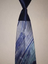 STEVEN LAND Extra Long Handmade 100% Silk Blue Multi Color Abstract Tie