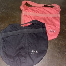 2 Lacoste Coral Salmon Black Canvas Crossbody Shoulder Tote Bag Unisex Crossover