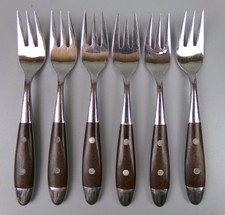 Pastry Cake Cocktail Forks. Set of 6. By Beram Rostfrei. 1960's vintage 5.75"
