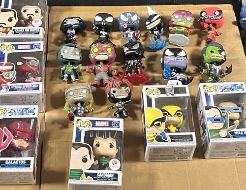Marvel Funko Pops Lot Of 19  Zombie Venom Venomized Thanos Wolverine  Spider