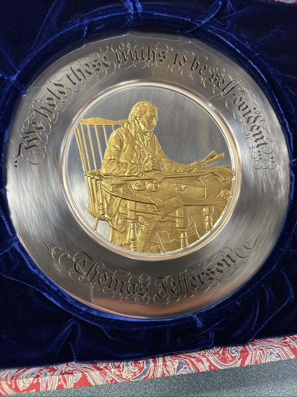 Sterling Silver 8.4oz Plate 1973 Bicentennial Commemorative Thomas Jefferson
