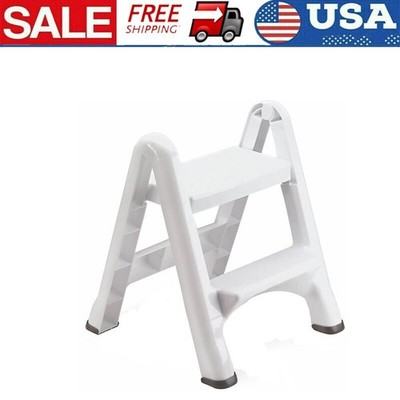 Lightweight Step Folding 2-Step Stool Rust Resistant 4 Skid-resistant Footpads