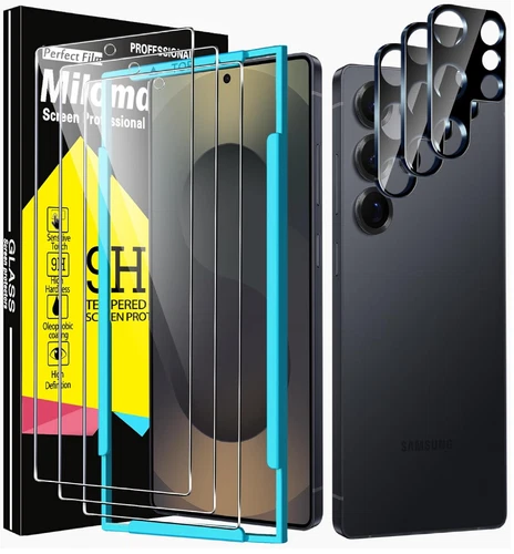 Milomdoi 3 Pack Screen Protector for Samsung Galaxy S25 Ultra with 3 Pack Camera