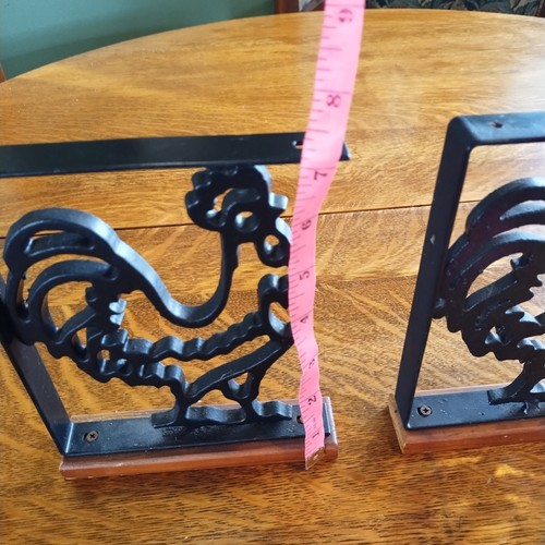 2 Bauernhaus Landhaus, Hahn Huhn GUSSEISEN REGALTRÄGER Halterung Vintage Metall - Bild 8 von 12
