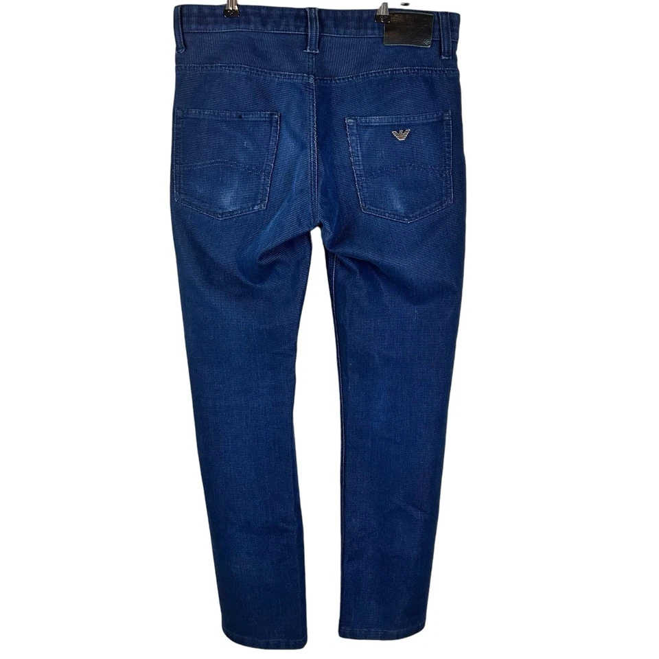 Pantalones informales Emporio Armani para hombre talla 32 azul oscuro acanalados tiro medio rectos  Foto 3 de 4