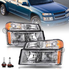 Headlights Assembly For 2004-2012 Chevy Colorado Canyon Bumper Chrome Headlamp 