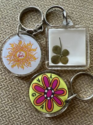 Vintage Keychain Have A Happy And Lucky Day Sun And Four Leaf Clover