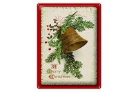 Blechschild Weihnachten Christmas Glocke Winter 30X40 Cm Deko Schild