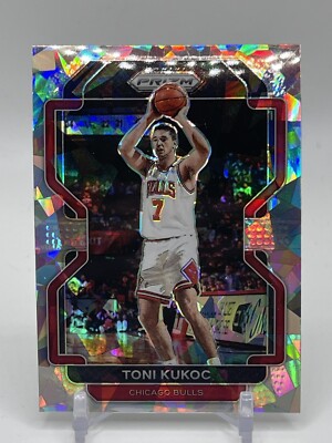 2021-22 Panini Prizm #247 Toni Kukoc Cracked Ice Chicago Bulls Variation E4