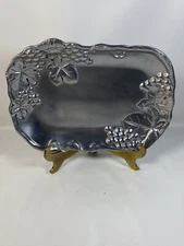 Pewter Arthur Court "Grape Catch" Grapes And Leaves Tray 9.5 X 6.5”