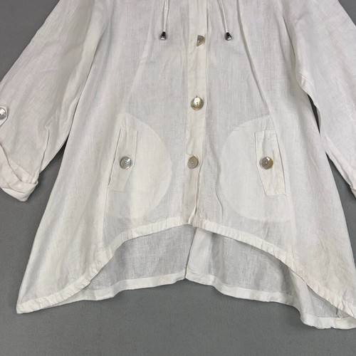 Sigrid Olsen Jacket Womens Large White Coastal Resort Preppy Minimal 100% Linen - Picture 3 of 16