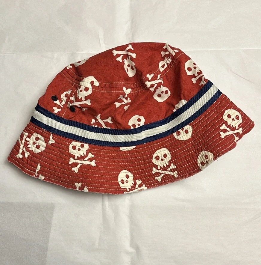 Sombrero cubo de algodón Mini Boden calaveras rojas niños talla 11-12 Foto 2 de 4