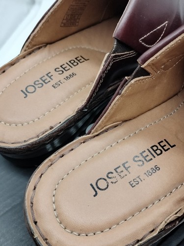 Josef Seibel Carole Brown Leather Mules Clogs EU 39 US 8 Slip On Comfort - Picture 6 of 14