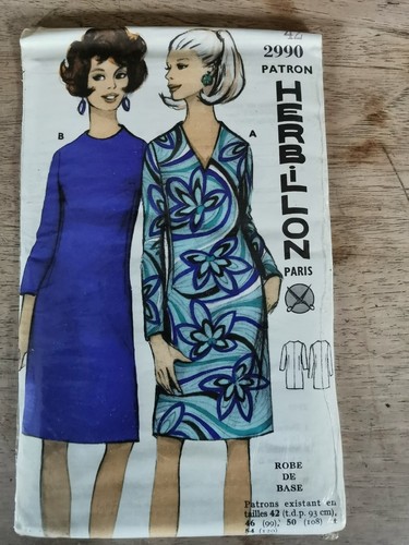 3077 PATRON HERBILLON VINTAGE FRENCH PATTERN 1960/70 ROBE A