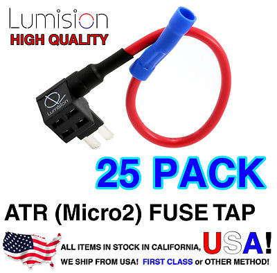 25 Pack Micro2 ATR APT Add-A-Circuit Lumision Fuse Tap Lot Dash Cam Radar DIY