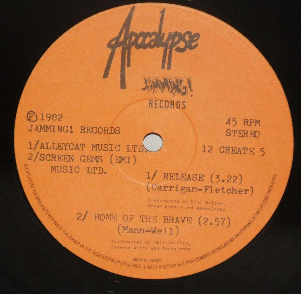 APOCALYPSE Teddy 12" France 1982 Jamming 12CREATE5 Tony Fletcher Paul Weller - Image 3 of 4