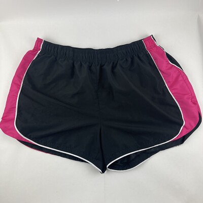 BCG Athletic Shorts Womens 2X Black Pink Elastic Waist