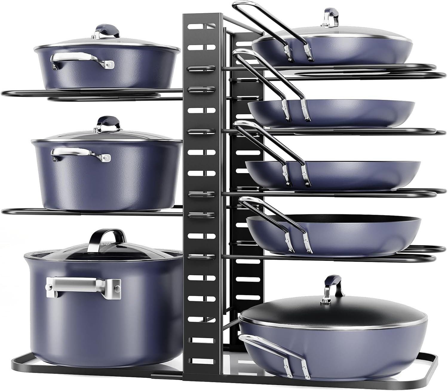 ORDORA Pots and Pans Organizer: under Cabinet, Adjustable 8-Tier Pot Organizers 