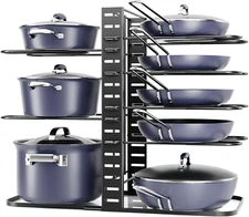 ORDORA Pots and Pans Organizer: under Cabinet, Adjustable 8-Tier Pot Organizers 