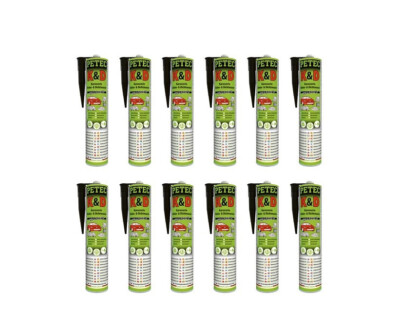 12 Kartuschen PETEC K&D Karosserie Klebe- & Dichtmasse, schwarz, 310ml