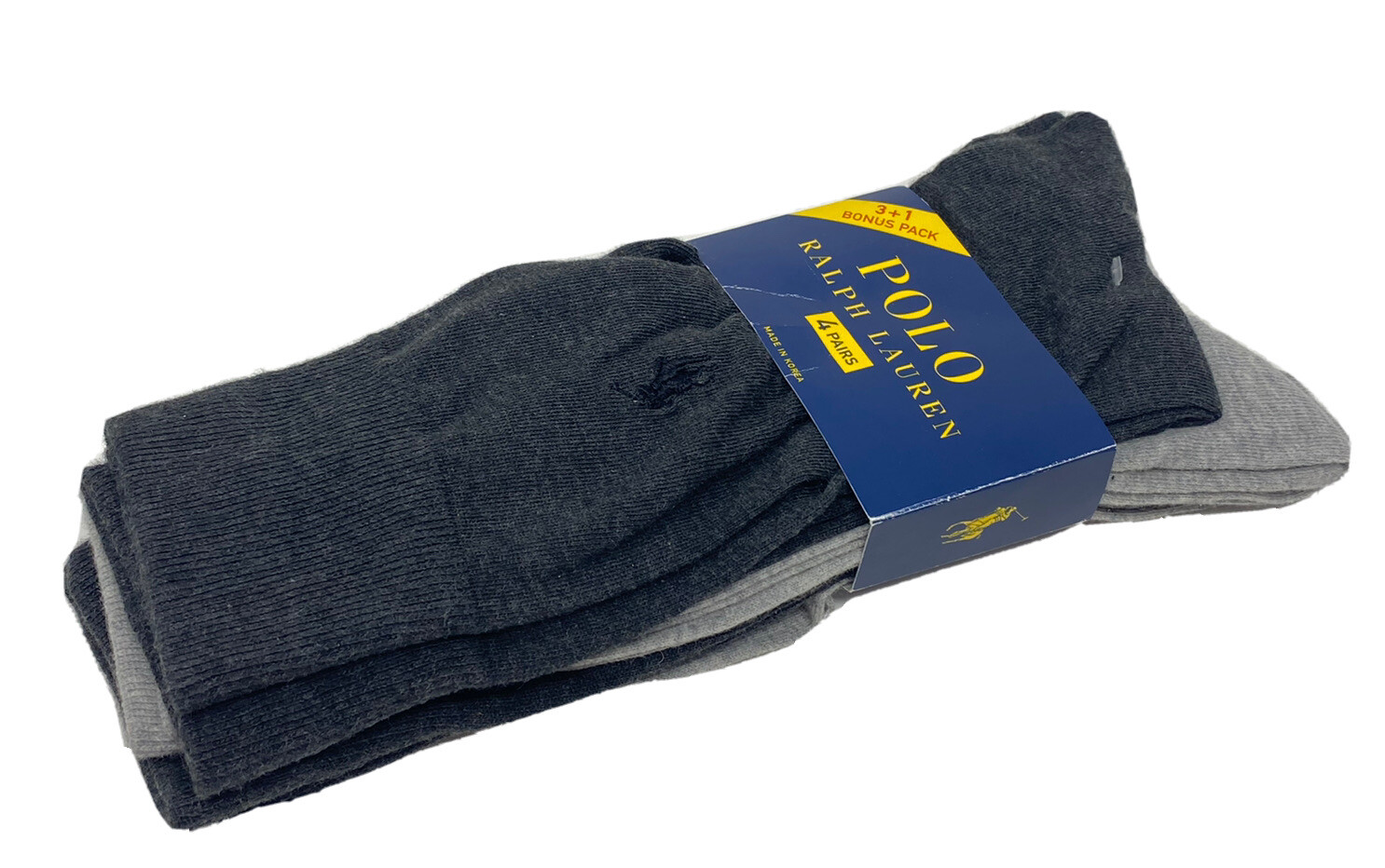 Polo Ralph Lauren uomo 4 paia calze eleganti metà polpaccio pony misura 6 12 5 grigio NUOVE