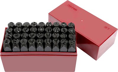 3/8'' Steel Metal Letter & Number Stamp Stamping Kit Set Wood Punch Plastic Case