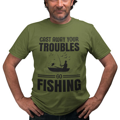 Lustiges Angeln Herren T-Shirt Cast Away Your Troubles and Go Shirt Geburtstag Ihn...