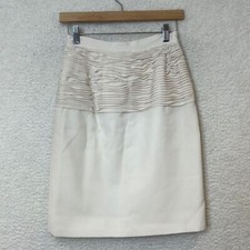 Vintage Valentino Womens Italian Silk Cream Skirt EXTRA SMALL
