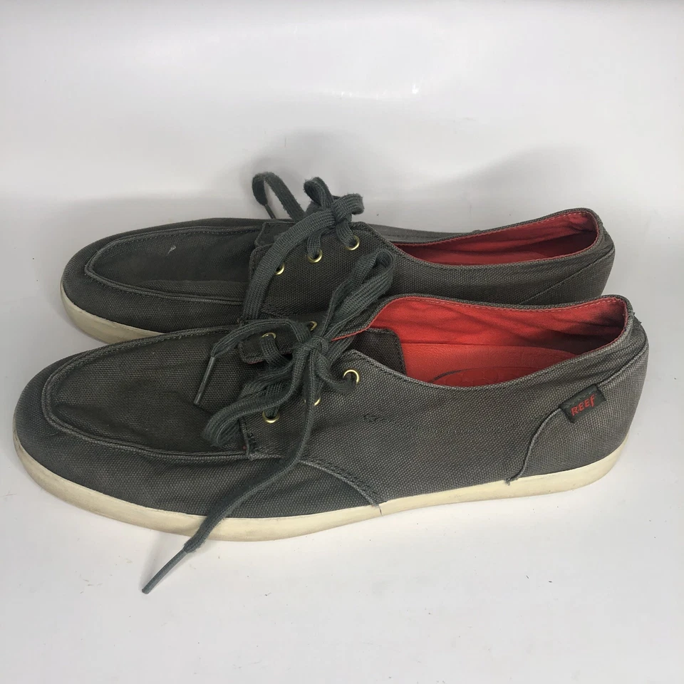 Reef лодки туфли на шнуровке кроссовки мужчин размер 12 зеленый текстильный верхний - Изображение 3 из 4