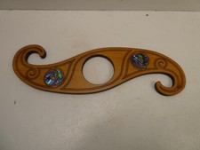 NEW ZEALAND MAORI PAUA SHELL WINE GLASS BOTTLE HOLDER HANGER  - KORU DESIGN