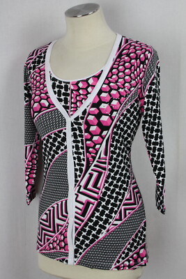 Damen Twinset Shirt+Jacke Jersey abstrakt Glitzer Viskose IMAGINI Gr.36,38,40,42
