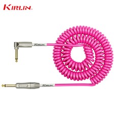 Kirlin 30FT 22AWG 1/4" Straight to Right Angle Pink Coiled Instrument Cable